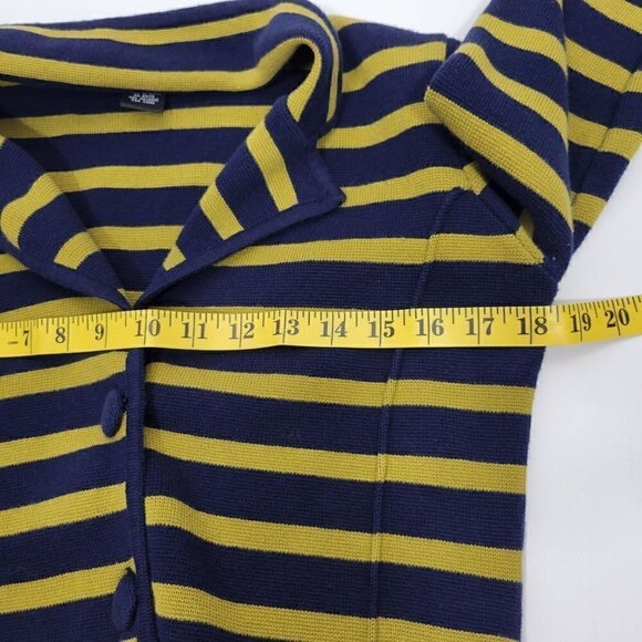 Audrey & Grace Women's Green and Navy Striped 100% Cotton Blazer Size M - Picture 10 of 10